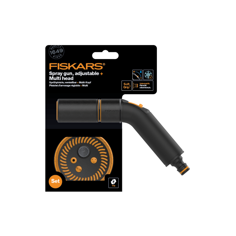 Fiskars Spray Gun, Adjustable + multi Head