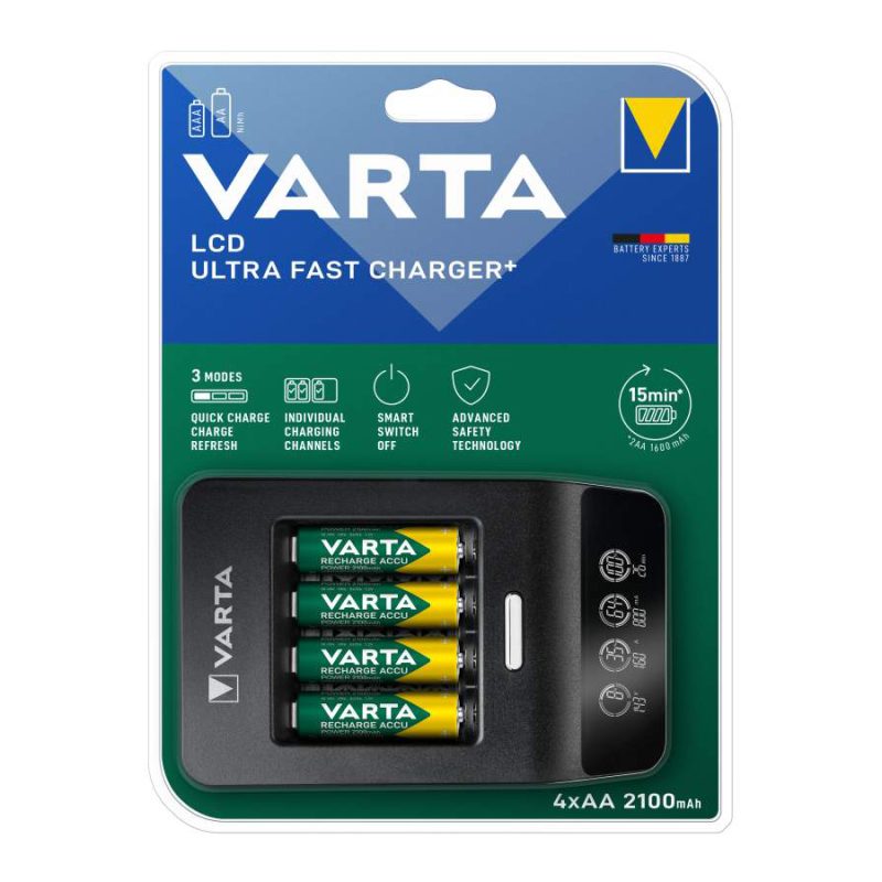 LCD Ultra Fast Charger with 4xAA 2100 mAh