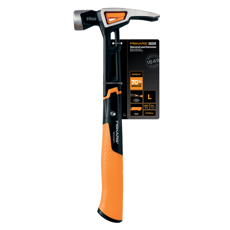 Fiskars IsoCore General Use Hammer L 20oz/13.5"