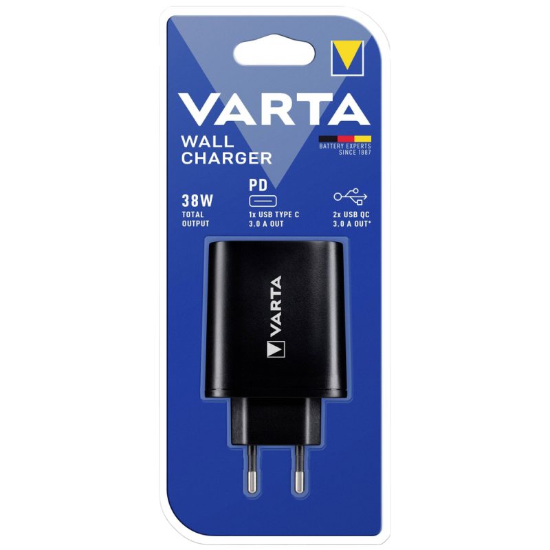 VARTA WALL CHARGER 2XUSB A & 1XUSB TYPE C